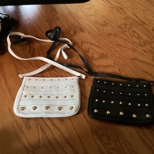 Sobella Italian Leather Black & White Pair Shoulder Bags, Small in size